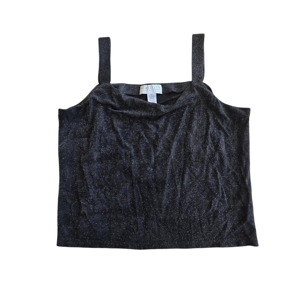 VTG 90sโ plus size elegant sheer sparkle tank top / 2X / going out, quiet luxury